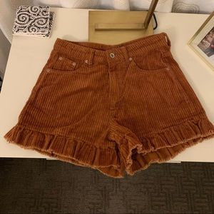 Burnt orange corduroy shorts